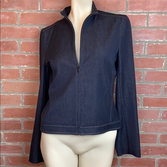 MARGARET M clean lined zippered denim top - Picture 5 of 9